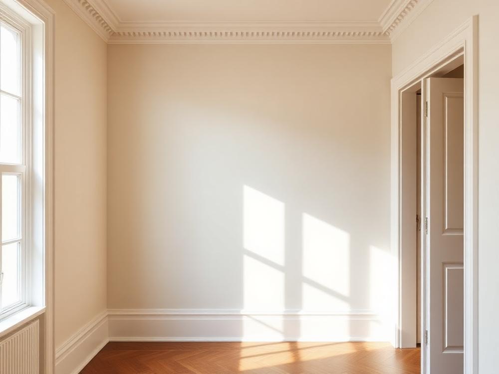 Restored hallway wall freshly painted